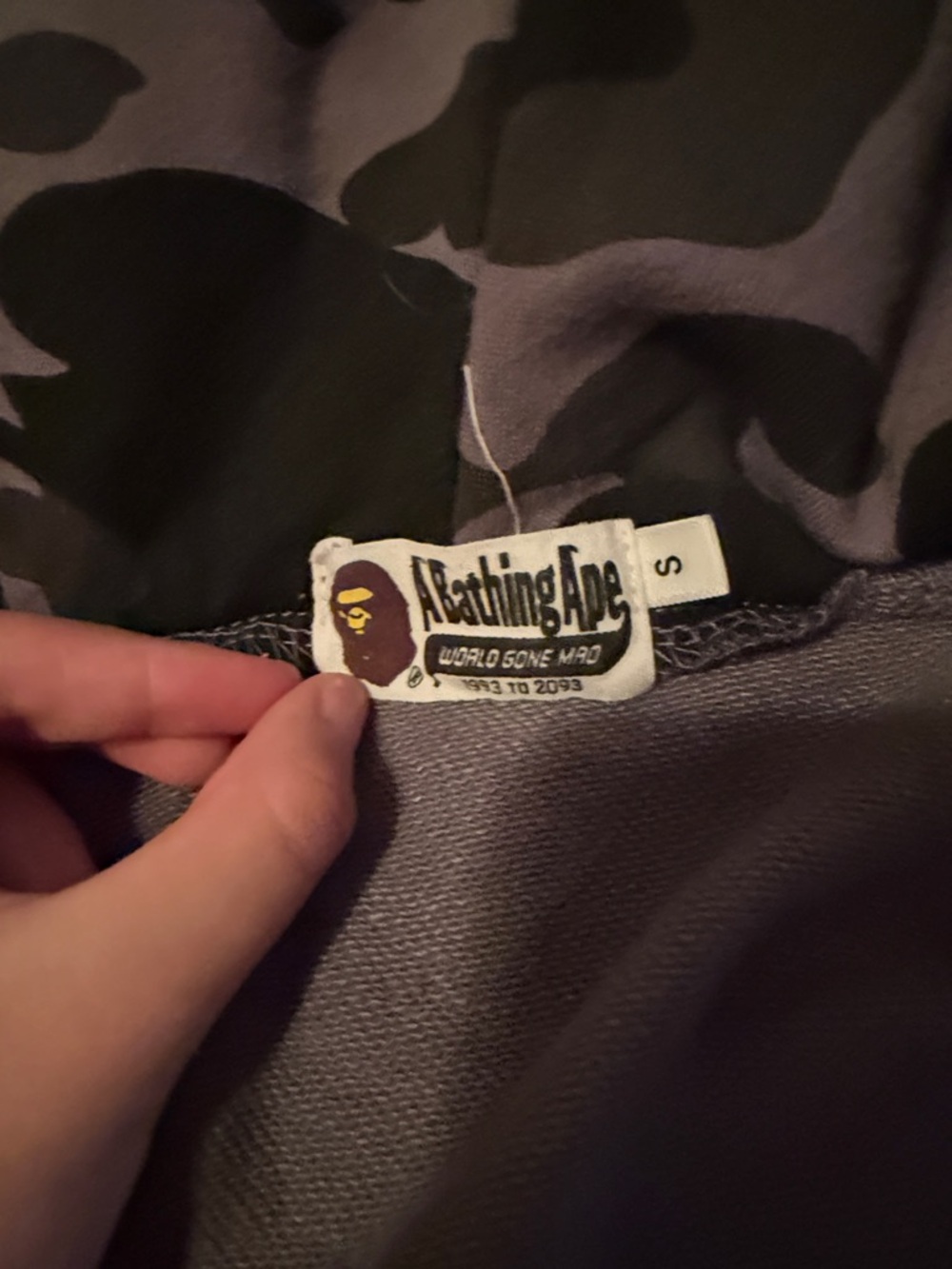 Bape Gray and Black Camo Hoodie - Picture 3 of 7